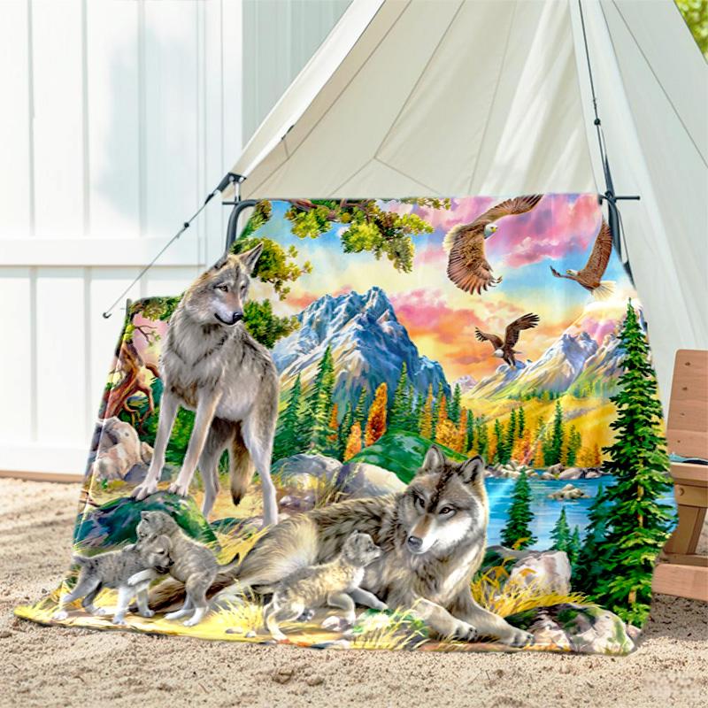 1pc dog pattern blanket, all season lightweight home office outdoor nap multifunctional blanket