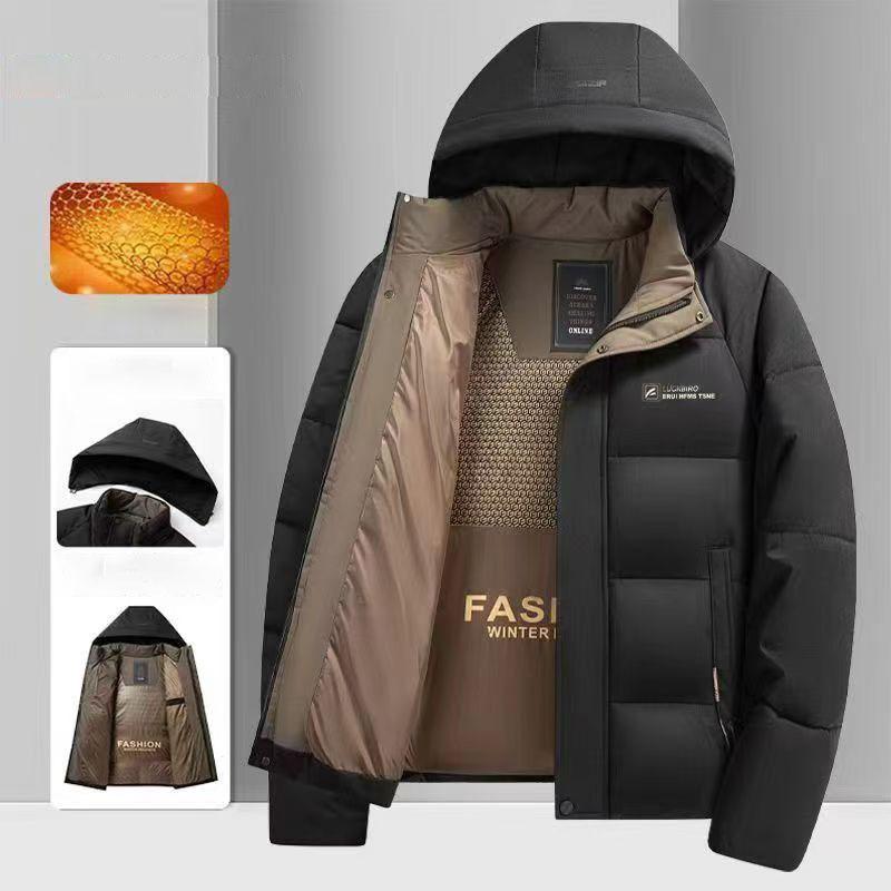 Winter Parka Men Thicken Casual Coat Slim Fit Outwear Waterproof Warm Solid Color Outdoor Outwear Hooded Coat