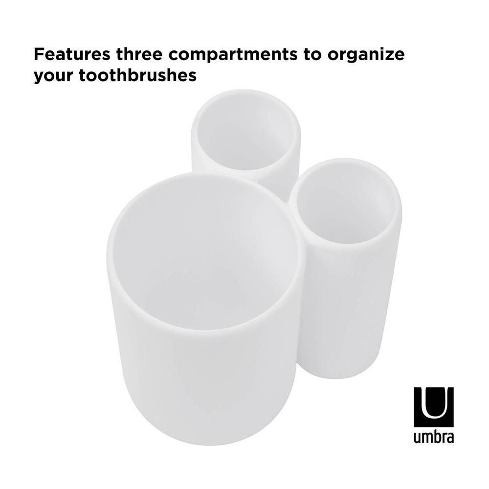 Modern Touch Toothbrush Holder with Three Compartments Toothpaste and Toothbrushes Soft-Touch Durable Bathroom Organizer