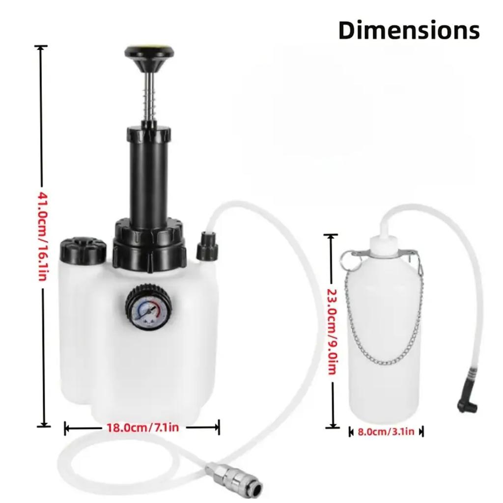 3L Brake Bleeder Kit Manual Brake Bleeder Vacuum Pump Brake Fluid Bleeder With 1l Brake Bleeder Bottle&4 Master Cylinder Adapter