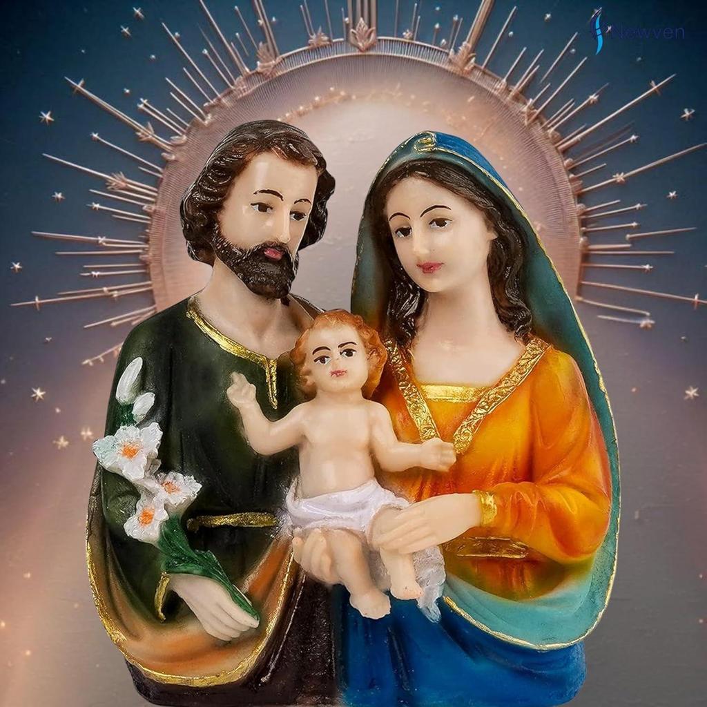 Statue Sainte Famille Pièce d'exposition Chrétienne Figurine Cadeaux pour Décoration de Maison Idole de Dieu Pendaison de Crémaillère Anniversaire de Mariage, Multicolore