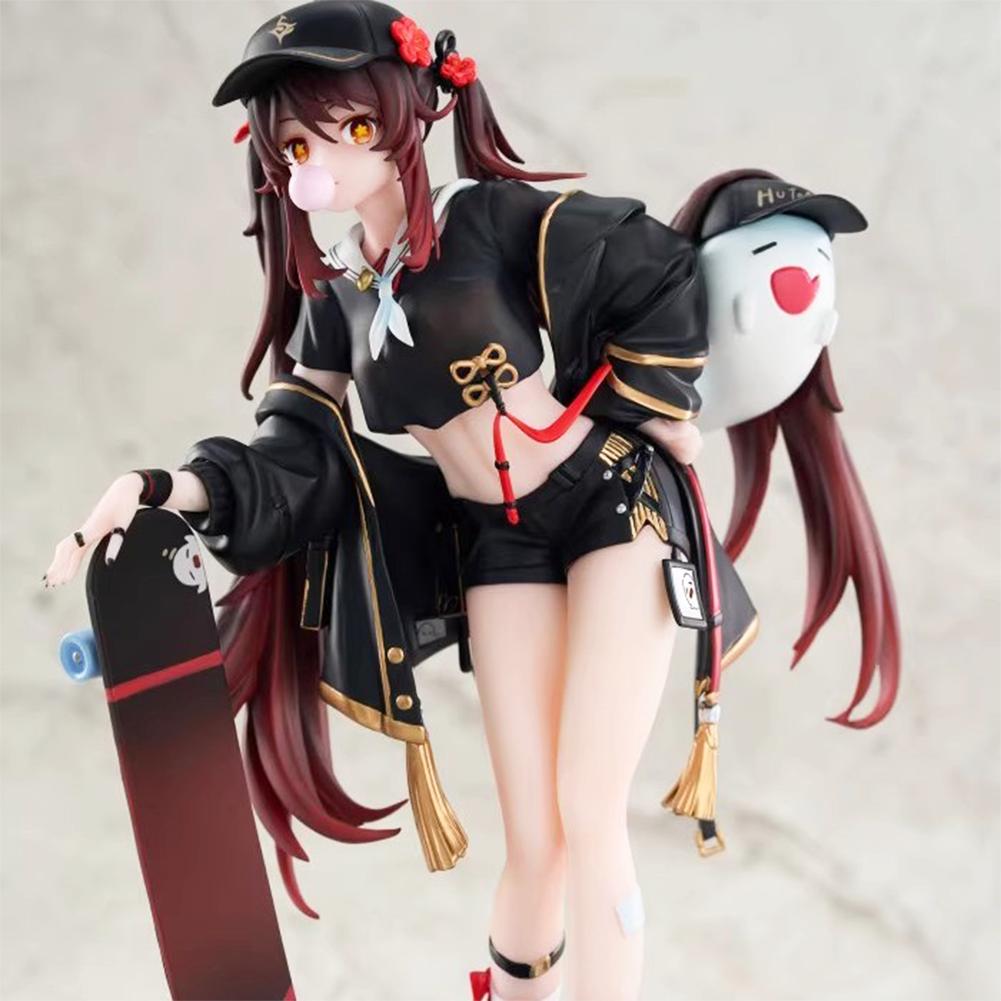 Anime Hu Tao Figure Trendy Style Skateboards Hu Tao Action Figures Beauty Girl PVC Models Hu Tao Figurine Toy Gifts 23CM