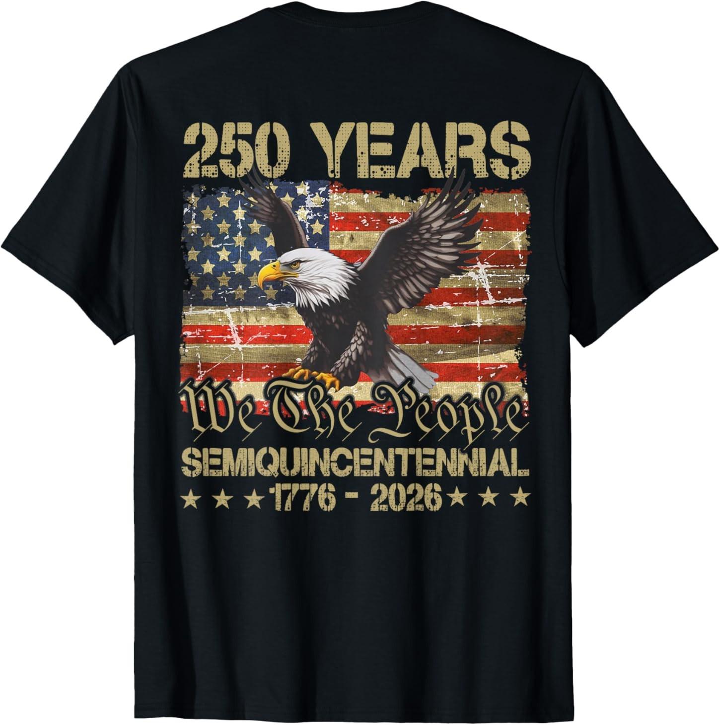 Eagle Flag 250 Years 1776 2026 250th Anniversary USA on Back T-Shirt S разноцветный