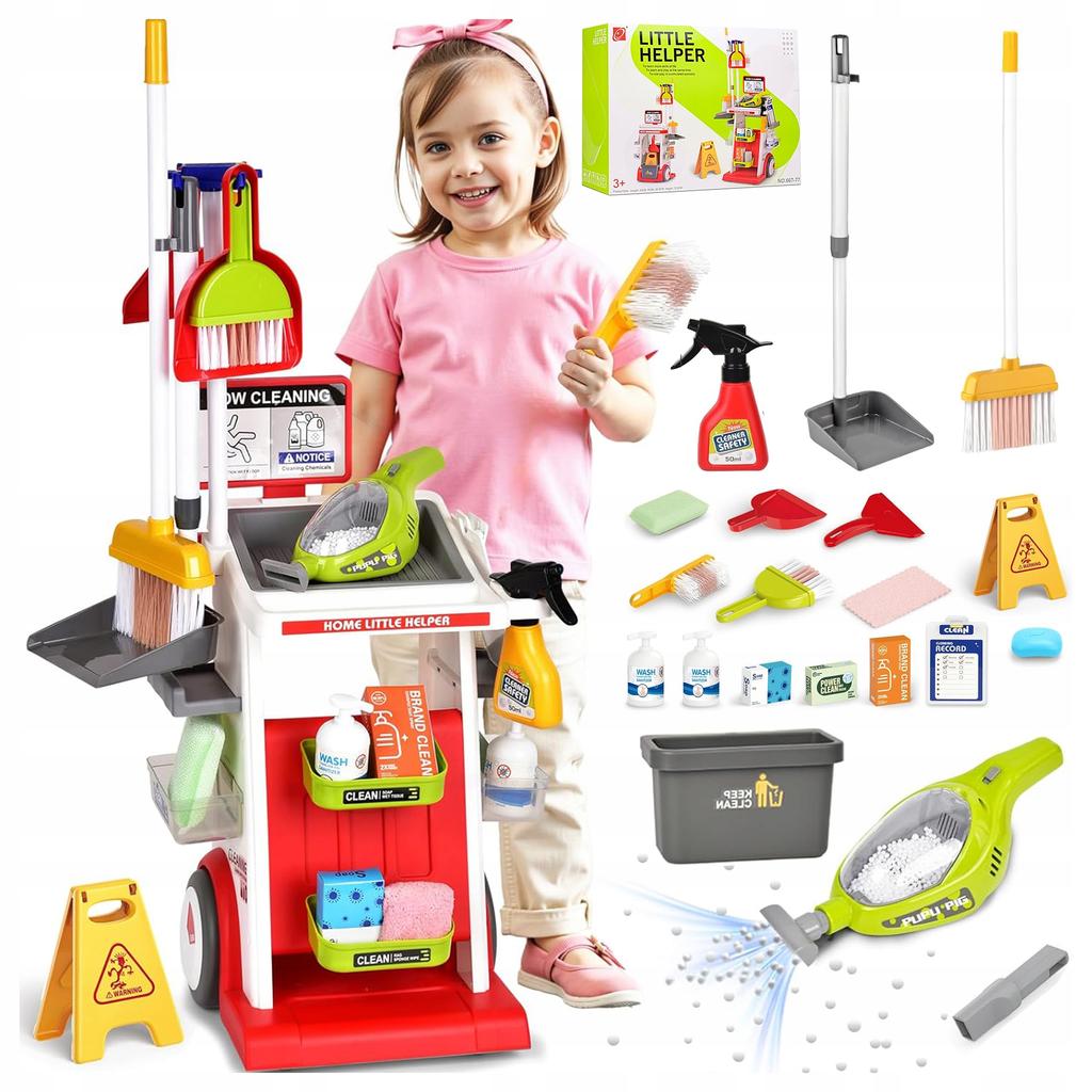 [PACZB] Cleaning Trolley, Battery-Powered Vacuum Cleaner + Accessories, 22 pcs. Z3137