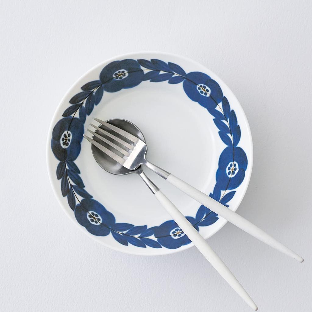 Aito Blue Flower Dish Set Set Mino Microwave and Dishwasher Made In Product Number 113501 "Blossom" (Pair) - 4-Piece (Blue/Gray) - Ware, Safe, Japan,