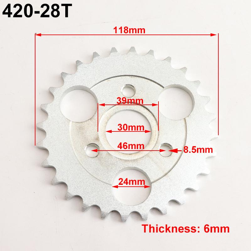 Motorcycle 24T/26T/28T/29T/31T/35T/37T Teeth 30mm Rear Gear Sprocket Fit For Honda Monkey Motorbike Pit Dirt Bike 420/428 Chain