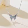 925 Sterling Silver Gradient Butterfly Necklace with Colorful Zircon Pendant for Women