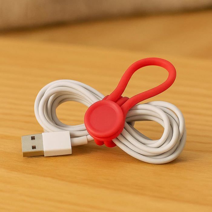 Lot de 3 Attaches de Câble Magnétiques en Silicone Réutilisables pour Bureau et Maison