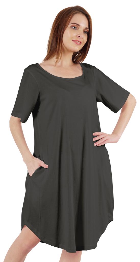 Inkmeso Noční košile pro ženy s krátkým rukávem W Noční košile s kulatým výstřihem Jersey tunika