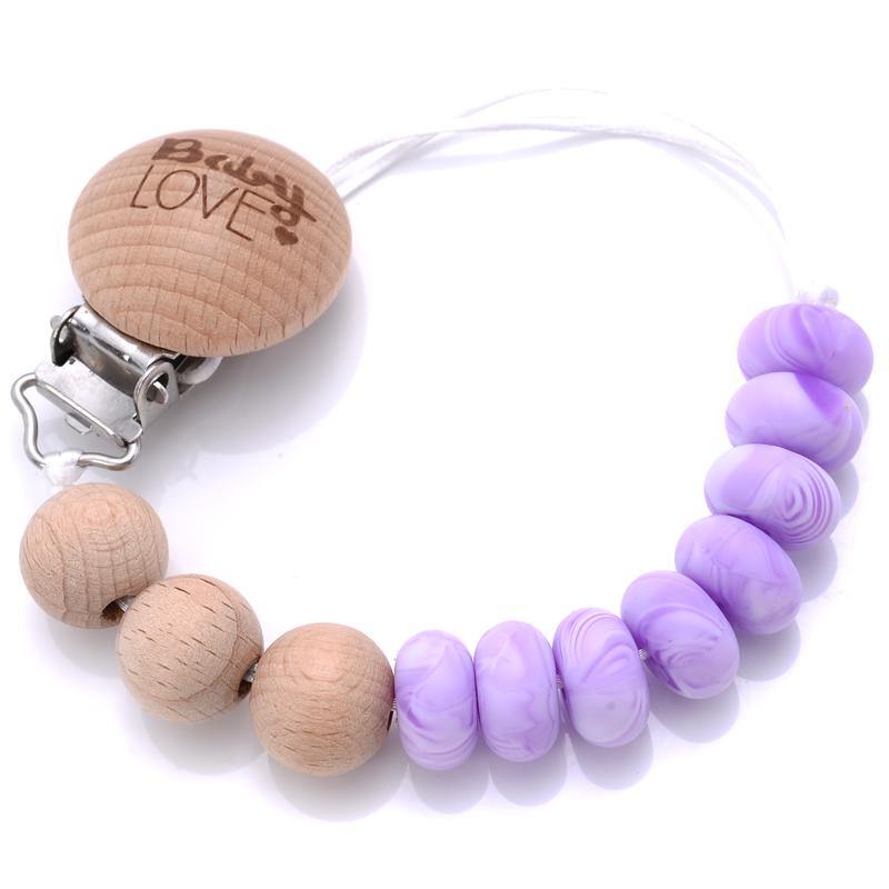 Baby Teether Pacifier Chain Silicone Wood Beads Pacifier Clips Infant Nipple Appease Soother Chain Clip Dummy Holder Nipple Clip