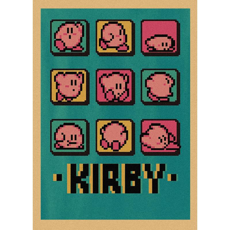 Kirby Retro Japanese Anime Poster - Cartoon Kraft Paper Wall Art