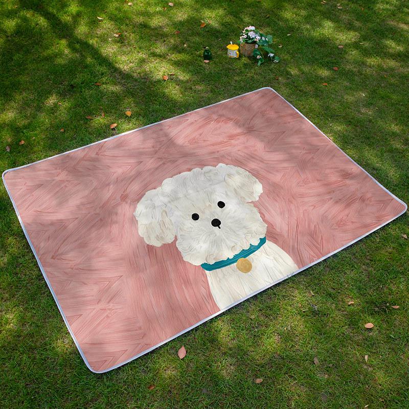 

Little Adventurer Picnic Mat Moisture-proof Mat Picnic Cartoon Outing Puppy Spring outing Portable Waterproof Insulated Lawn Mat 100cm width*150cm length