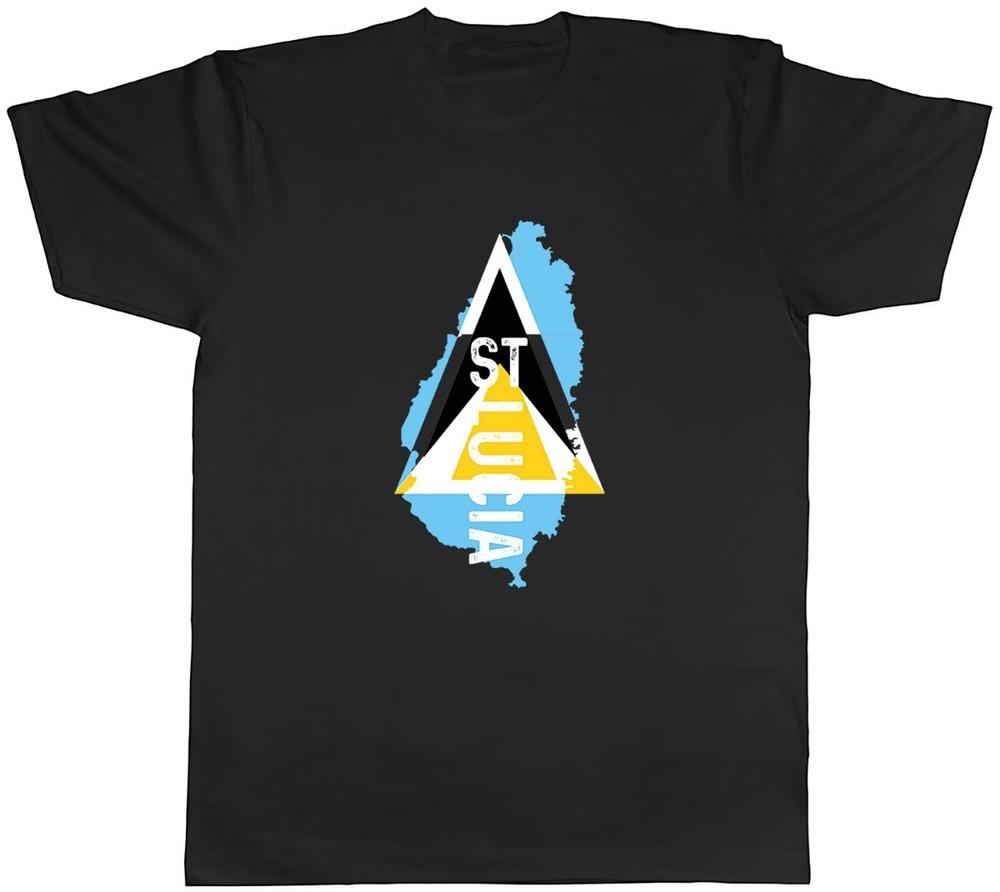 St Lucia Mens T-Shirt Travel Map Flag Unisex Tee Gift 2XL