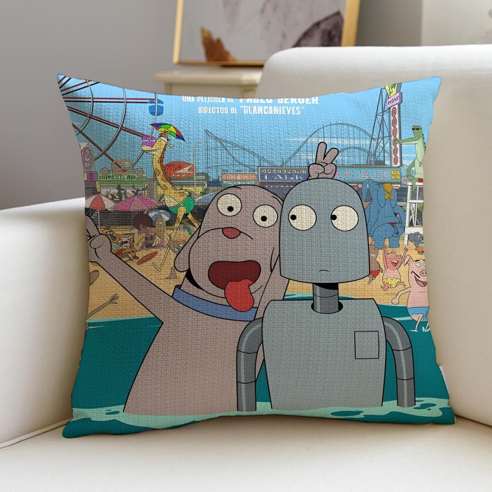 

Heartwarming RRobot DreamsS Cushion Cover Breathable and skinfriendly linen pillowcase square removable and washable cushion 30X30cm