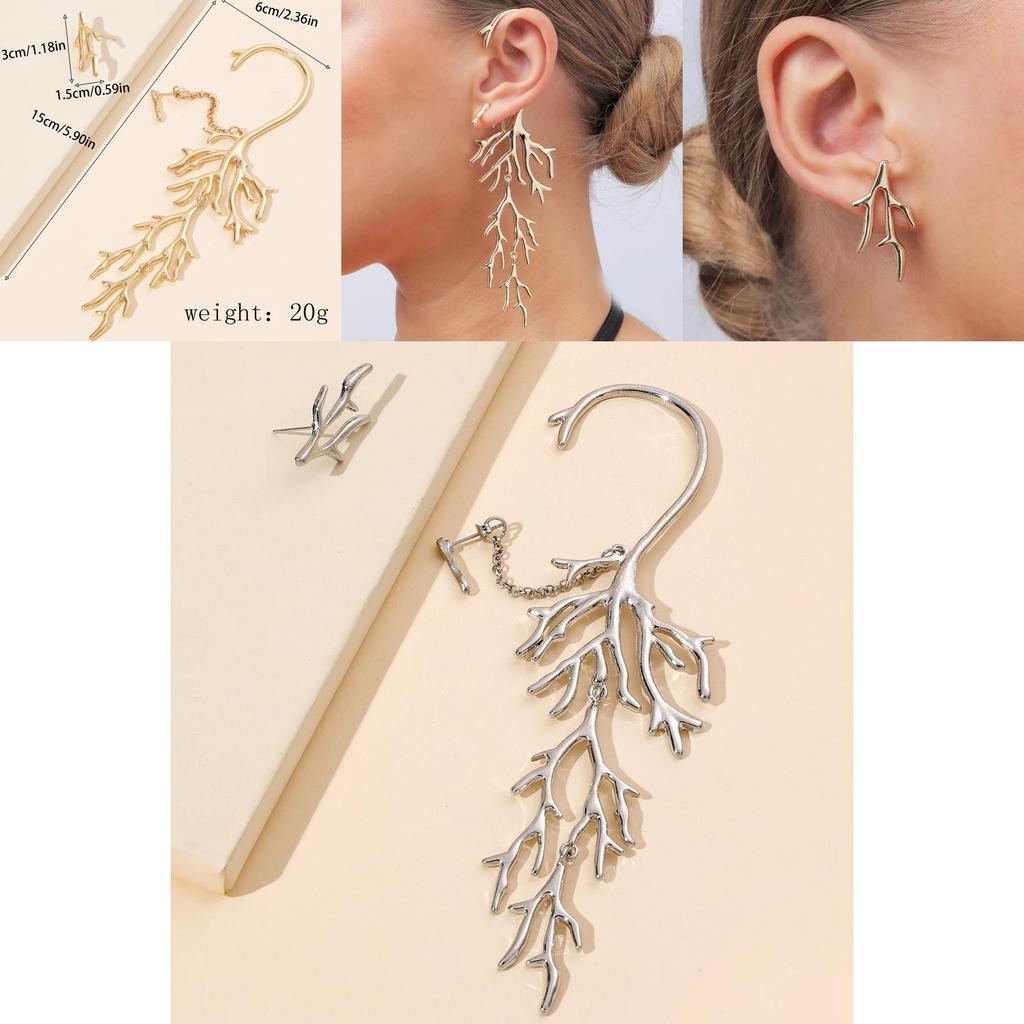 Alloy Coral Asymmetric Earrings For Women Fashion Party Jewelry