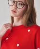 RONRON Heart Pattern Short Sleeve Knit Red