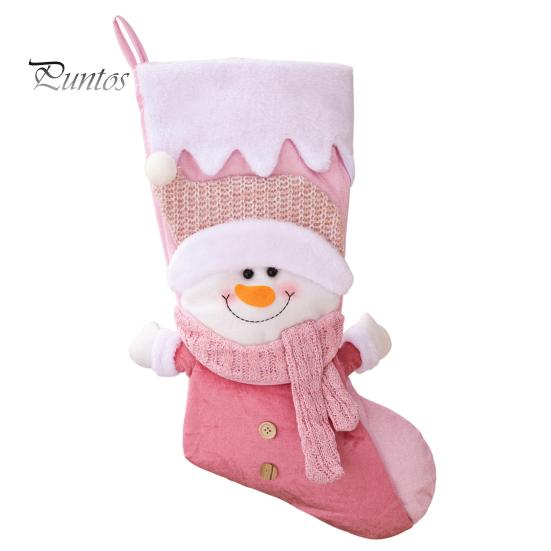 

Рождественский Розовый Чулок Санта-Клаус Снеговик Белый Топ Большой Емкости Многоразовый Подвесной Подарочный Мешок Для Рождественской Елки Подвесной Носок Подвеска Украшение Партии Snowman