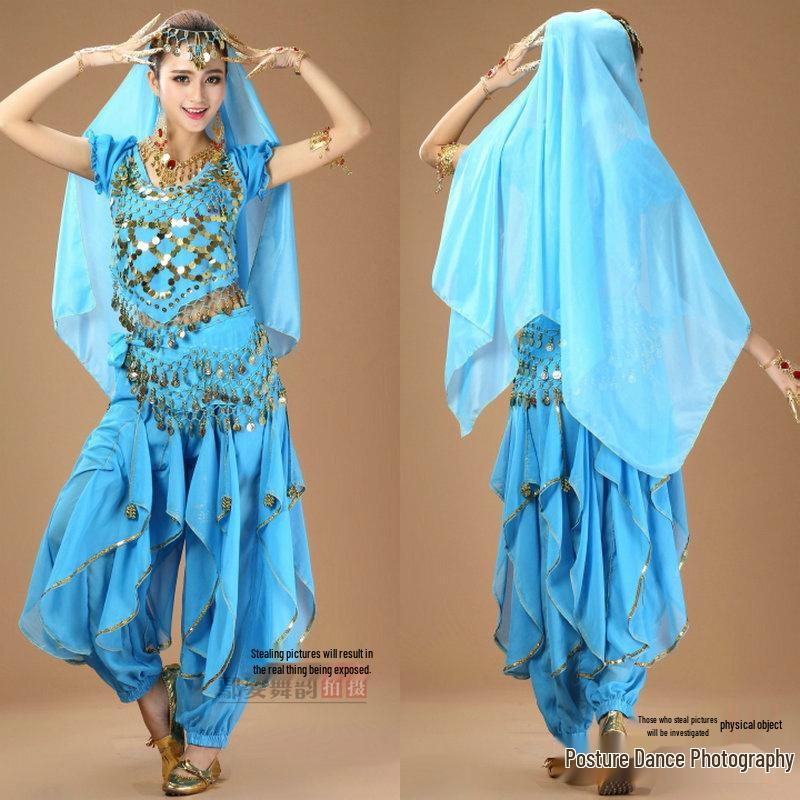 Ethnic Belly Dance Costume with Rotating Pants: Xinjiang & Indian Dance Performance Set
