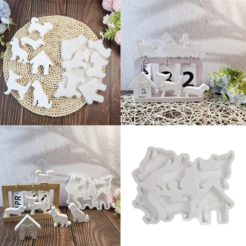 Hunde Familie Ornament Silikon Kerzenformen für handgemachte Kerzen Seifenherstellung Zement Gips Silikonformen für Kunsthandwerk