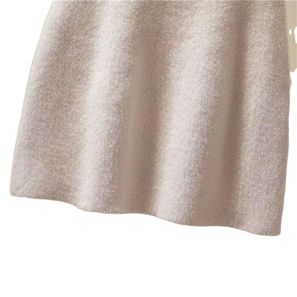 Nadýchaná mini sukně pro ženy Podzimní a zimní pletená krátká sukně Střední pas Áčková sukně