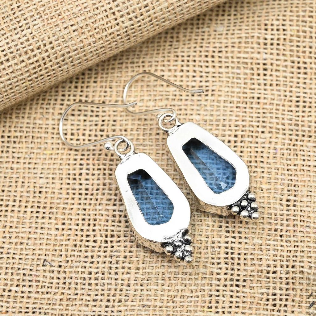 Tansanit Ädelsten Handgjorda Smycken 925 Sterlingsilver Örhänge Till Jul