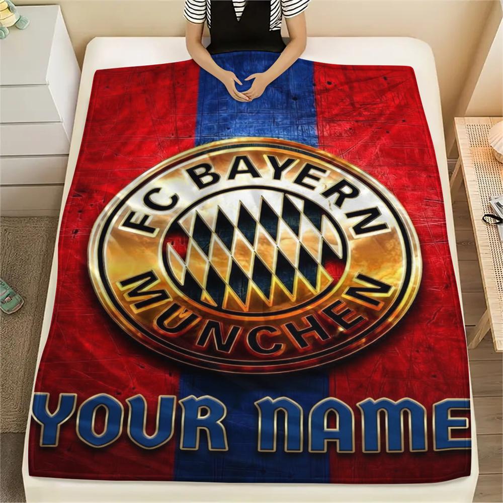 1PC Custom Name Bayern Munich Patterned Flannel Blanket Suitable For All Seasons for Home Decor Warmth and Comfort Gifts Holiday Present