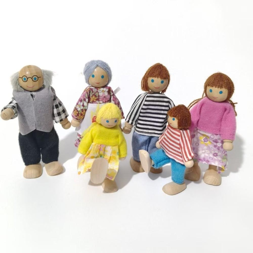 Flexible Jointed Wooden Family Dolls High-Quality Wood Pretend Play Toys  Role Playing