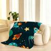 Outer Space Spaceship Astronaut Rocket Throw 240g Lightweight Flannel Blanket, Soft Skin Throw Blanket for Sofa Bedroom