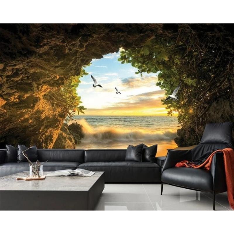 Cave Seagull Mural Living Room Bedroom Tv Background Wallpaper For Walls 3d Wallpapers Home Decor