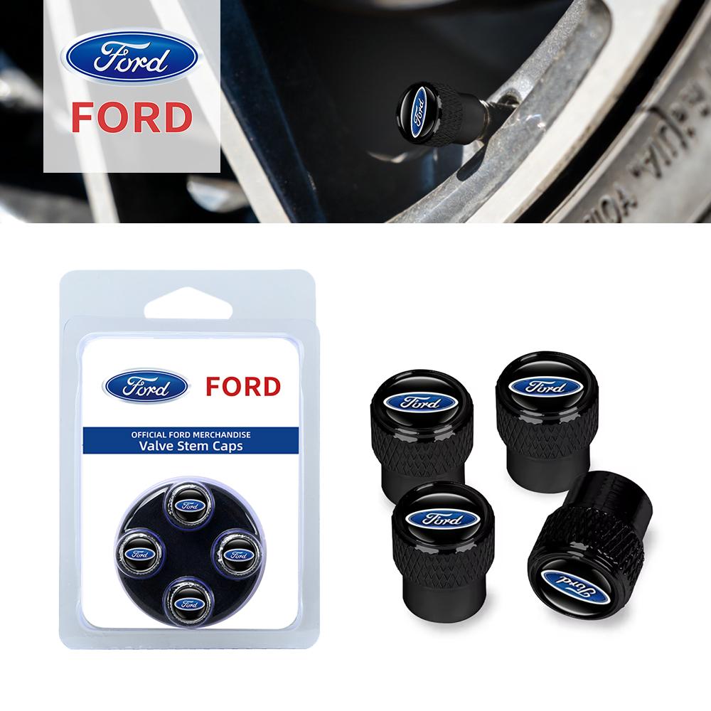 LLX2 4Pcs Car Tire Valve Stems Cap Knurling Style Tire Valve Cap Sticker for Ford Fiesta Ranger Focus Kuga Mustang Mondeo Fusion