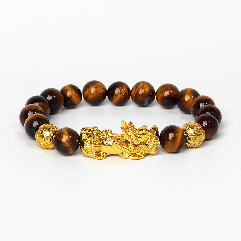 Feng Shui Black Obsidian Wealth Bracelets Men Color Changed Pi Xiu Bracelets Women 10mm Dragon Mantra Bead Bangle Lucky Jewelry
