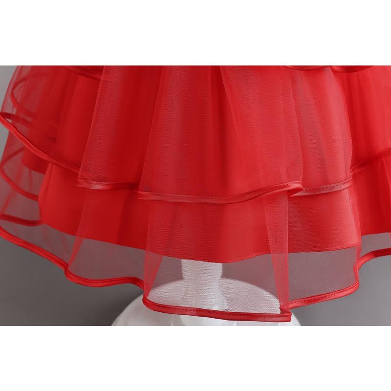 Girls Tulle Puff Dress Princess Party Gown Flower Girl Wedding Performance Dress
