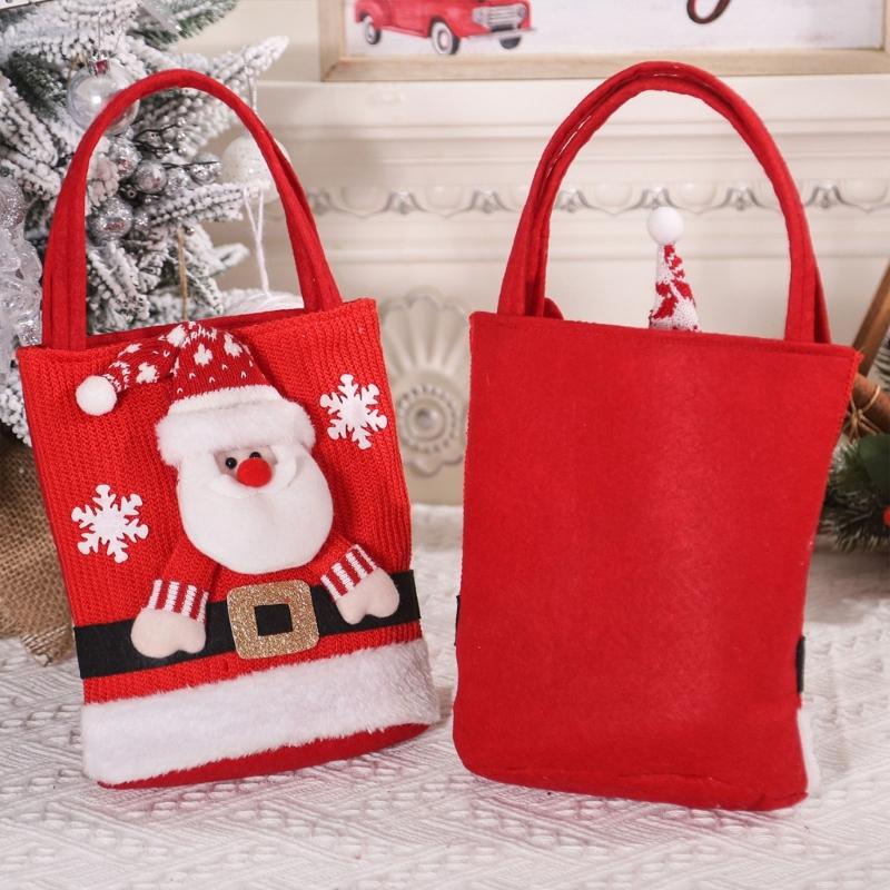 Festliche Filz-Geschenktasche mit Weihnachtsmann- und Schneemann-Motiven Süßigkeitentüten Geschenk für Weihnachtsverpackung