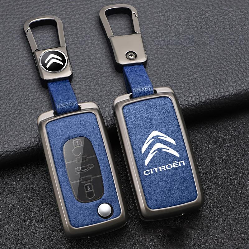Zinc Alloy Leather Key Case Cover Protector Shell Durable Waterproof For Citroen C2 C3 C4 C5 C6 C8 Xsara Picasso Car Accessories