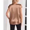 Summer, Satin Complexion, V-neck, Shirt Collar, Women's, Short Sleeved, Top, Women's Clothing