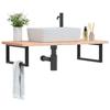 VidaXL Wall-mounted Vanity Shelf Steel and Solid Beech Wood, Floating Vanity Shelf, Vanity Shelf To Place 3302433