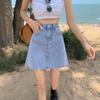 Denim Short Skirt Summer Women's Fashion Denim Three Piece Short Skirt High Waist Wrap Hip A-line Skirt