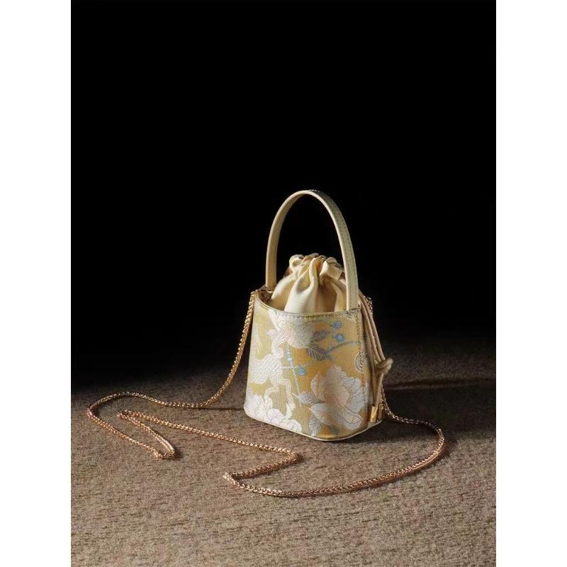 New Chinese mini bag New unicorn peony national style portable shoulder crossbody portable women s bag bucket bag