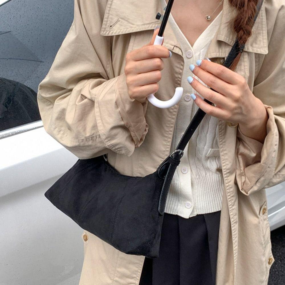 Large Capacity Slouchy Hobo Bags Shoulder Bag Solid Color Tote Bag Suede Pillow Handbag  Summer