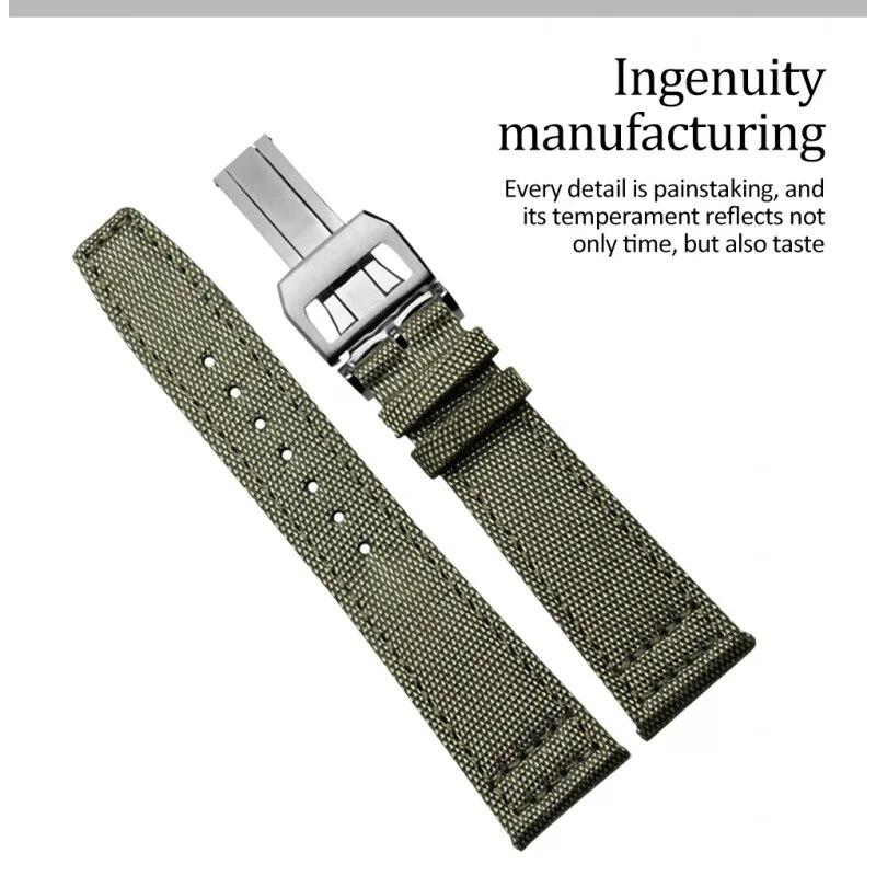 20mm 21mm 22mm Nylon Canvas Fabric Watch Band for Iwc Pilot Spitfire Timezone Top Gun Strap Folding Clasp Belts Wristwatch Strap