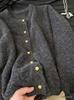 Women's Retro Gold Buckle Round Neck Knit Cardigan - Autumn/Winter 2026 Collection, Loose Casual Fit Sweater.