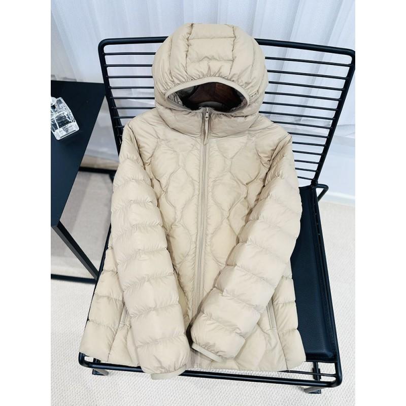 90 White Duck Down Lightweight Hooded Jacket Women Casual Winter Coat
