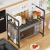 Multi-Purpose Kitchen Storage Rack - Thickened Adjustable Shelf for Microwave, Oven, Countertop Organizer with Tool Hooks