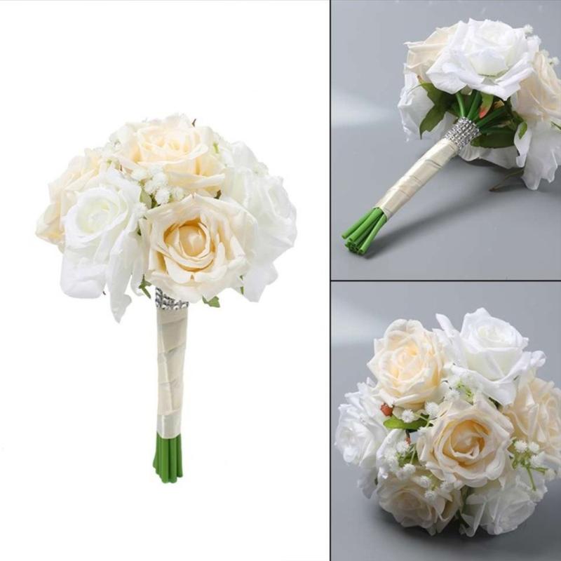 Artificial Rose Bouquets for Bride Soft Artificial Rose Bridal Bouquets Beautiful Flower Arrangement for Weddings top sale