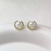 Elegant Gold-Plated Pearl Stud Earrings: Retro Fashion & Versatile Design for Women