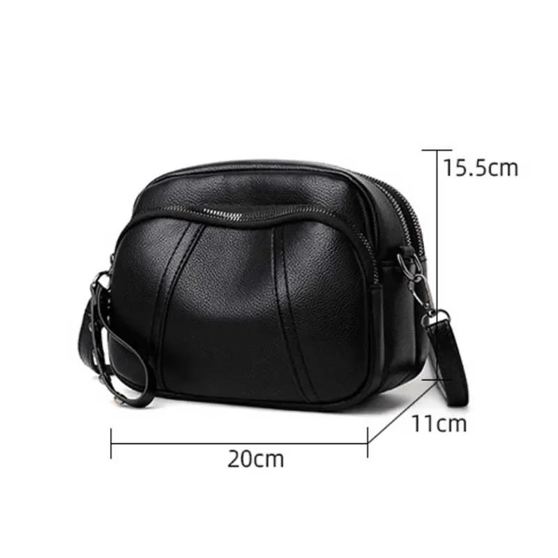 Solid Color Fashionable Rivet Zipper Women'S Mobile Phone Bag Simple Soft Leather Shoulder Crossbody Small Square Bag Handbag