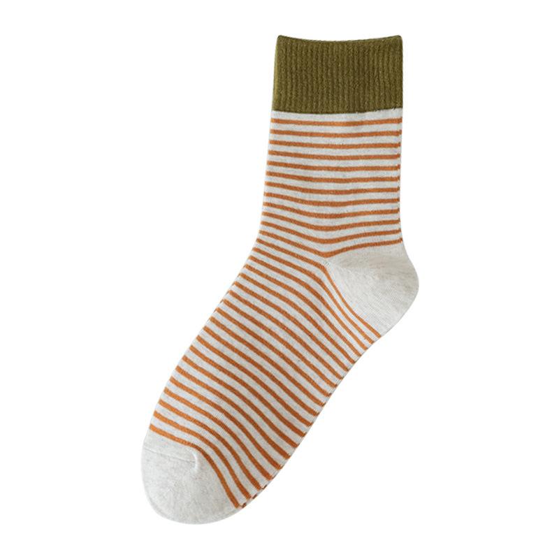 Japanese Striped Socks Children'S Medium Tube Socks Pure Cotton Tide College Style Stockings Women