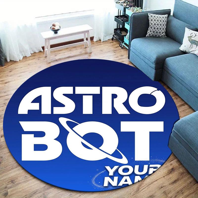 ASTRO BOT Custom Name Round Area Rug,Carpet Rug for Living Room Bedroom Sofa Playroom Decor,Non-slip Floor Mat