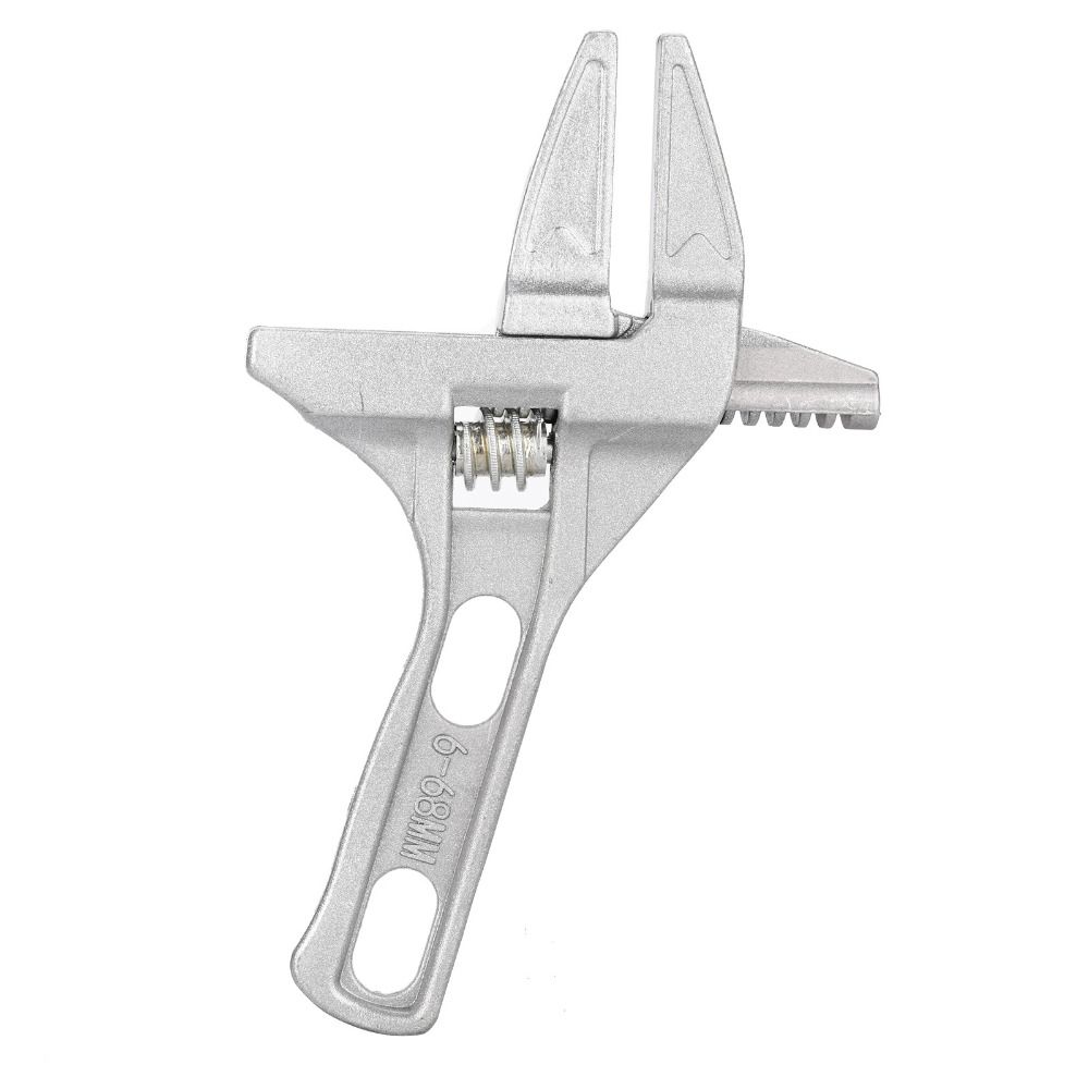 Aluminum Alloy Adjustable Wrench 6-68mm Short Handle Stubby Wrench Silver Wide Jaw Monkey Spanner Bathroom Washbasin Tube