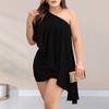 Ruched Asymmetrical Waist Tight Backless Sexy Dress Women One Shoulder Slim Fit Evening Party Dress